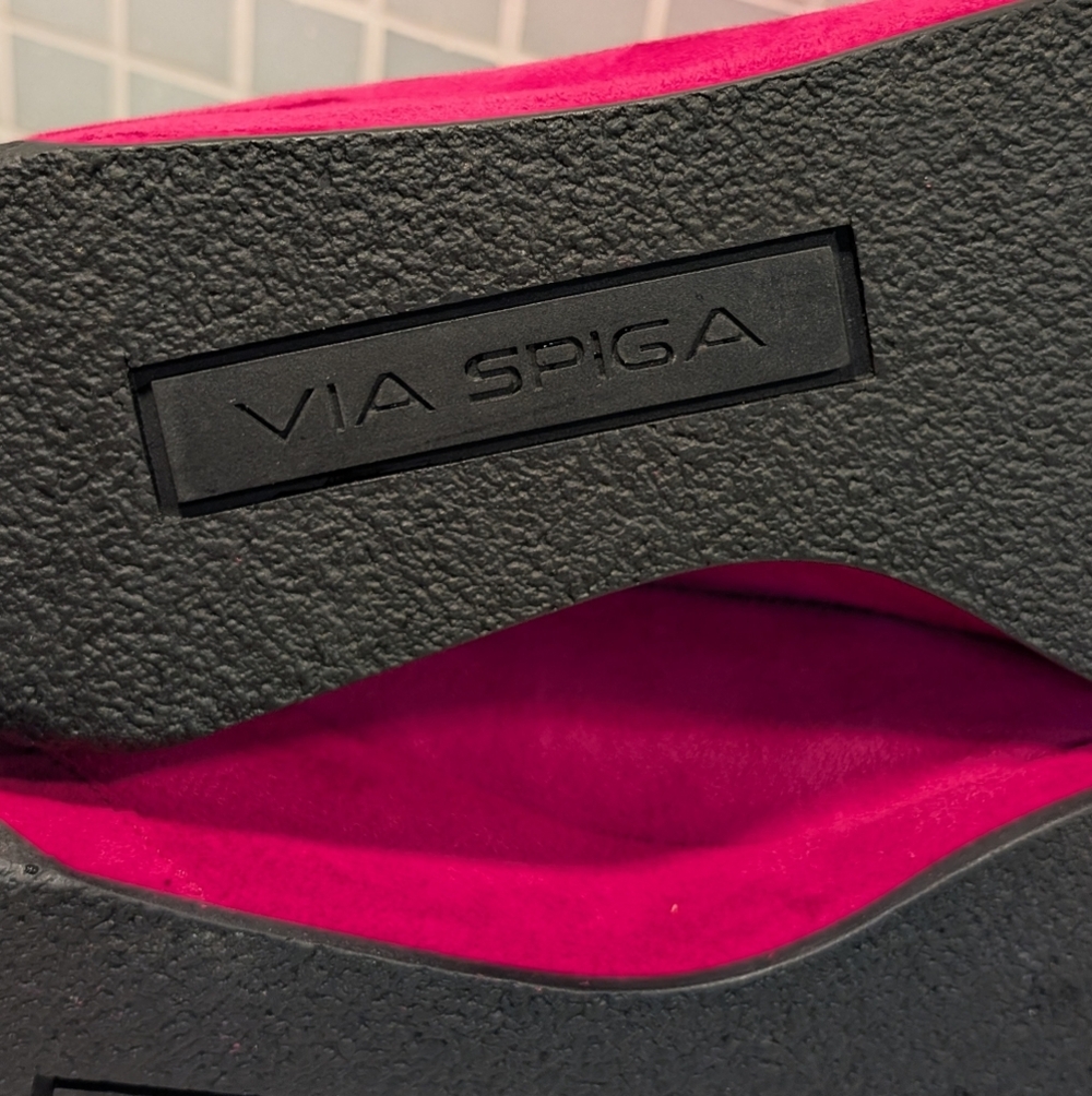"NEW" Via Spiga Suede Mule Slip On Platform Shoes - Picture 9 of 13